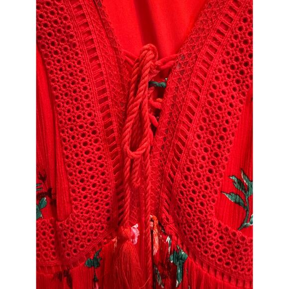 Torrid Mini Gauze Lace-Up Skater Dress Red Size 2 - Picture 3 of 9